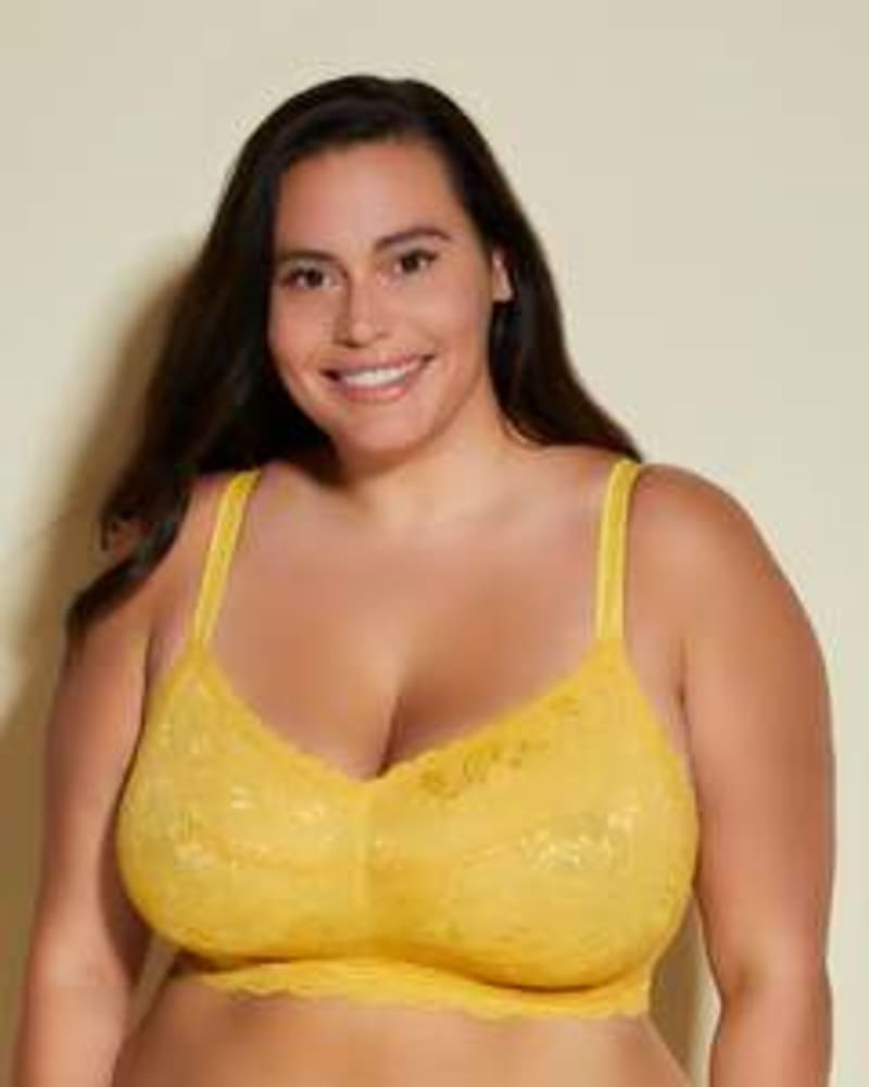 Front of a model wearing a size M Ultra Curvy Sweetie Bralette in Serengeti Sun by Cosabella. | dia_product_style_image_id:253657